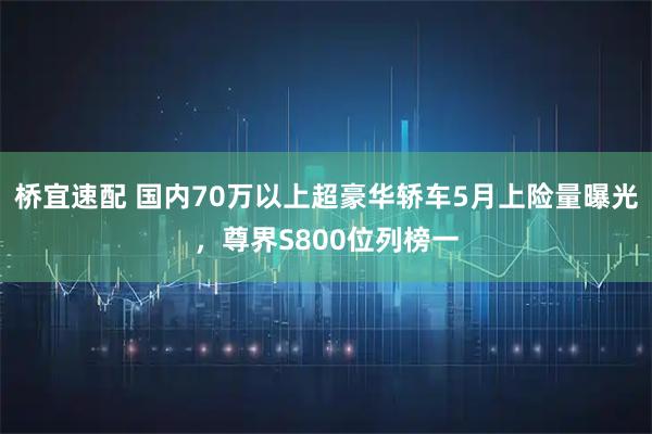 桥宜速配 国内70万以上超豪华轿车5月上险量曝光，尊界S800位列榜一